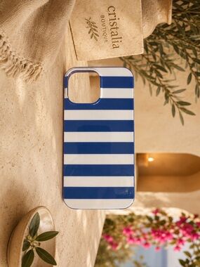 iPhone 14 Pro Max Blue & White Striped Case